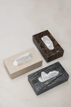 Mette Ditmer Marble tissue box 14x25.5 cm, Black-Grey BlackGrey Discount