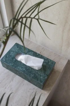 Mette Ditmer Marble tissue box 14x25.5 cm, Dark forest Green Hot