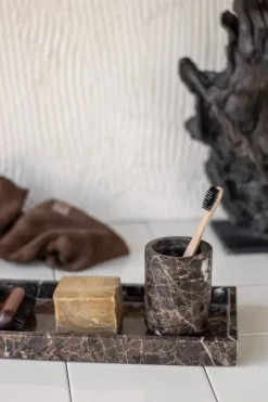 Mette Ditmer Marble toothbrush holder 10 cm, Brown Clearance