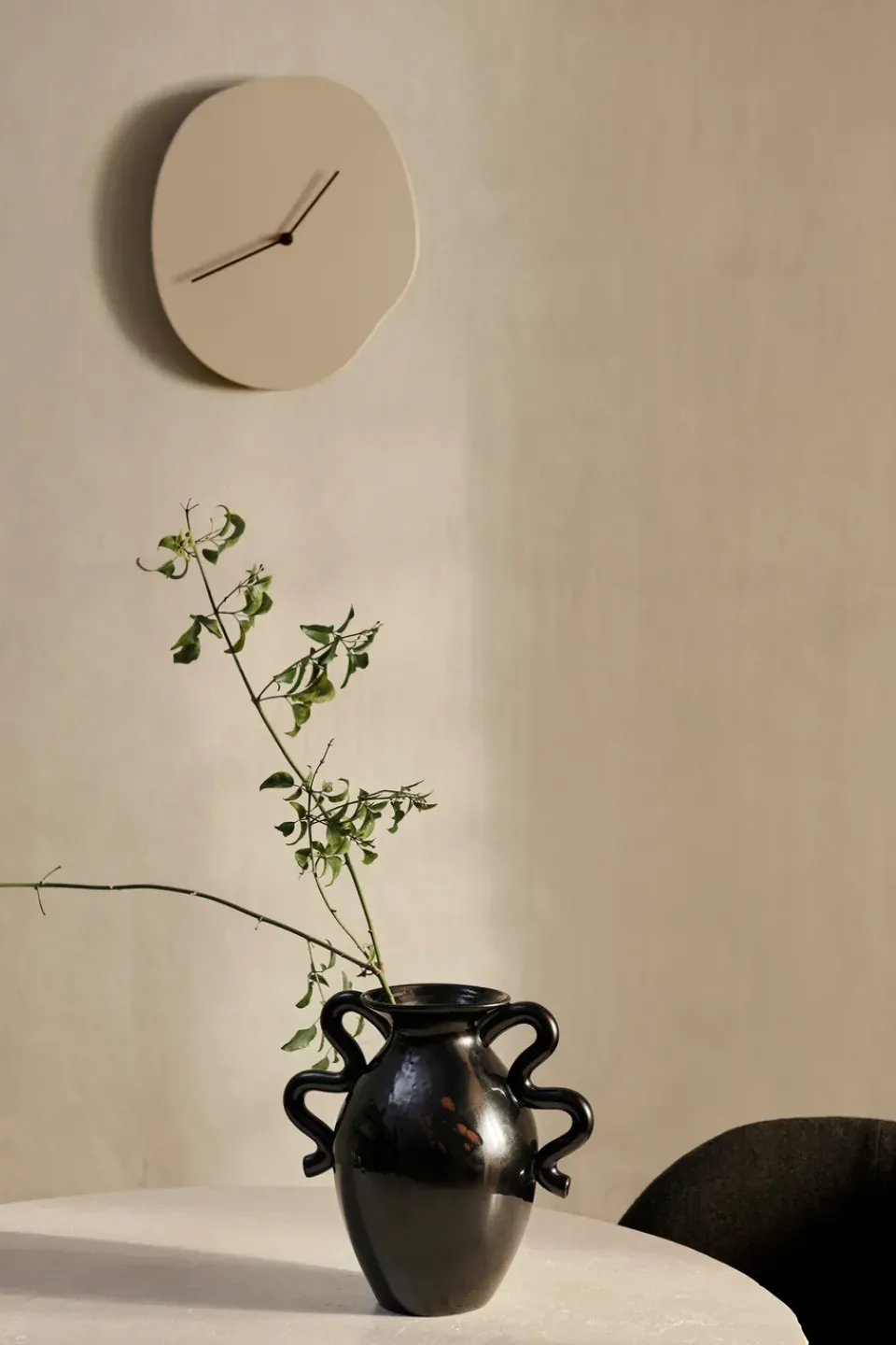 Ferm Living Melt wall clock 28x33 cm, Cashmere Beige