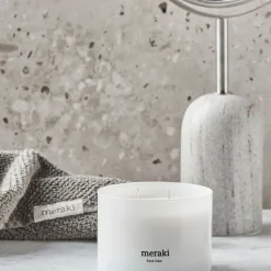 Meraki scented candle, 60 hours, Fresh linen White