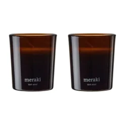 Meraki scented candles 12 hours 2-pack, Dark wood Brown