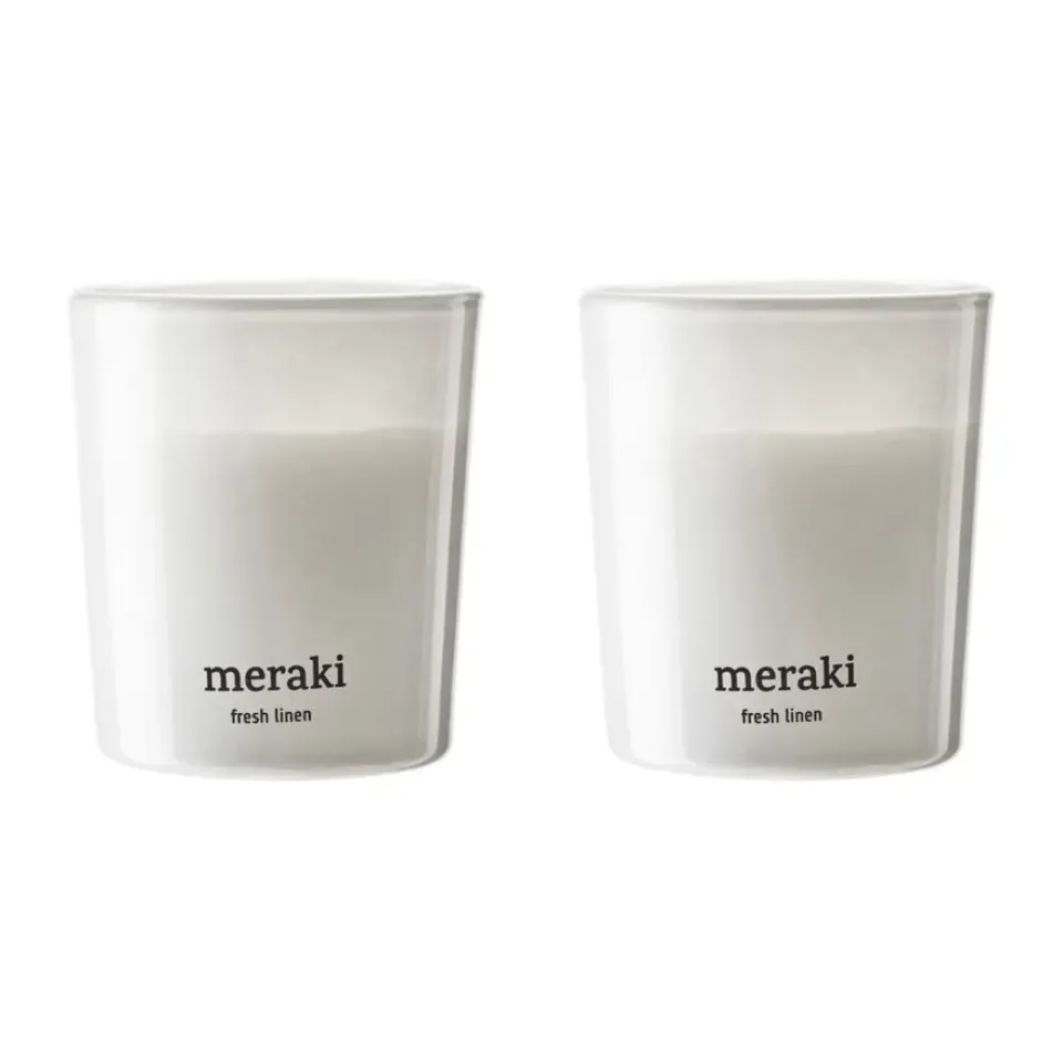 Meraki scented candles 12 hours 2-pack, Fresh Linen White Outlet