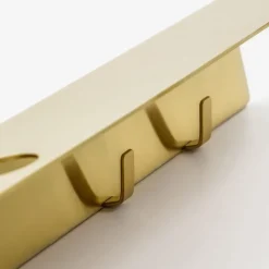 Meraki shelf with bottle hanger and hook, Brushed brass finish Gold-coloured Discount