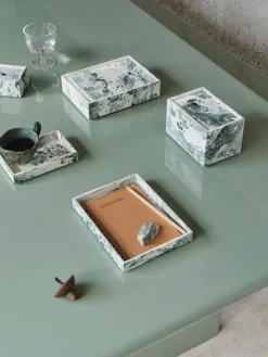 Ferm Living Mist storage box 7,5x10 cm, Emerald-off white Grey New