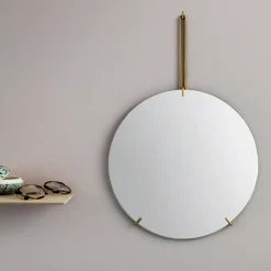 MOEBE Wall mirror Ø 30 cm, Brass Gold-coloured
