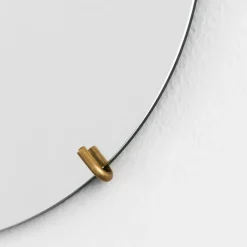 MOEBE Wall mirror Ø 50 cm, brass Gold-colouredWhite Clearance