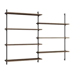 MOEBE wall shelving ws.115.2, Smoked oak- Black Hot