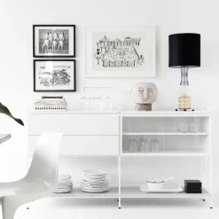 Zweed Molto Medium side table, , 2 sections with display case White New