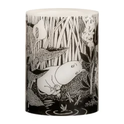 Muurla Moomin block candle LED 10 cm, The pond BlackWhite