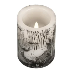 Muurla Moomin block candle LED 10 cm, The pond BlackWhite