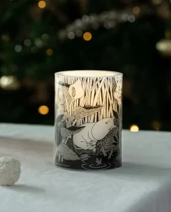 Muurla Moomin block candle LED 10 cm, The pond BlackWhite