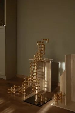 STOFF Nagel candle holder, brass Gold-coloured Outlet