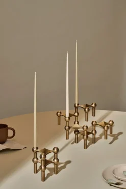 STOFF Nagel candle holder, Bronzed brass Brown Online