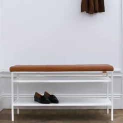 Maze Nancy shoe shelf, White-Cognac BrownWhite Hot
