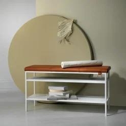 Maze Nancy shoe shelf, White-Cognac BrownWhite Hot