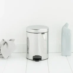 Brabantia New Icon pedal bin 5 liter, brilliant steel Silver-coloured Discount