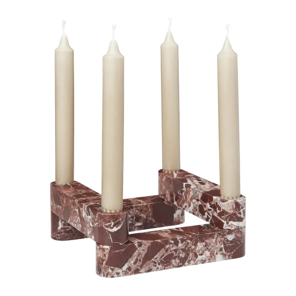 Ferm Living Newel module candlestick 4 pieces, Red Outlet