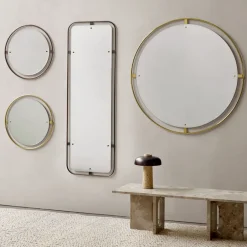 Audo Copenhagen Nimbus mirror, Polished brass, ø110 Gold-coloured Hot