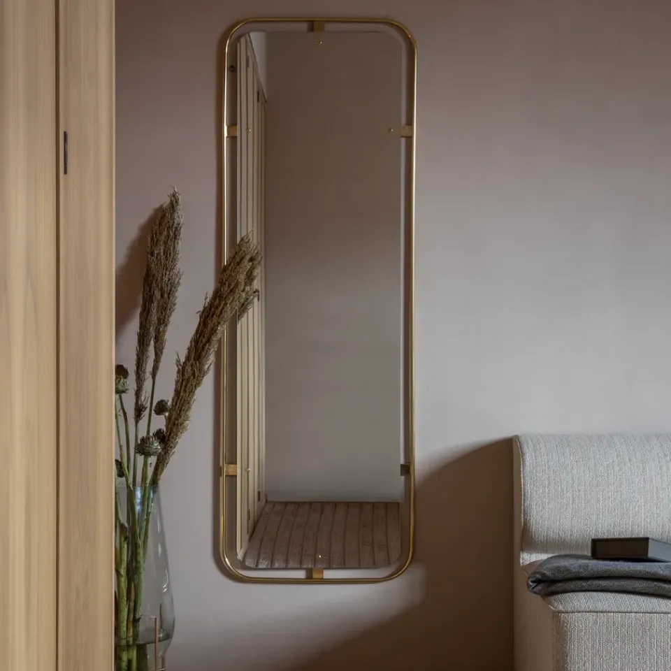Audo Copenhagen Nimbus mirror rectangular, Polished brass Gold-coloured