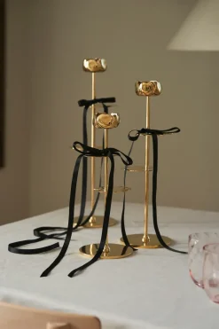 Hilke Collection Ninfea Alta candlestick 40 cm, Brass Gold-coloured Online