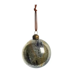 Lene Bjerre Nosille Christmas tree bauble round Ø8 cm, Silver-gold Gold-coloured New