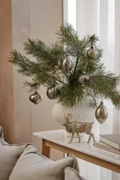 Lene Bjerre Nosille Christmas tree bauble round Ø8 cm, Silver-gold Gold-coloured New