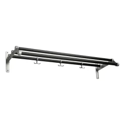Essem Design Nostalgi 291 hat shelf 100 cm, Black oiled oak-aluminum BlackSilver-coloured Hot