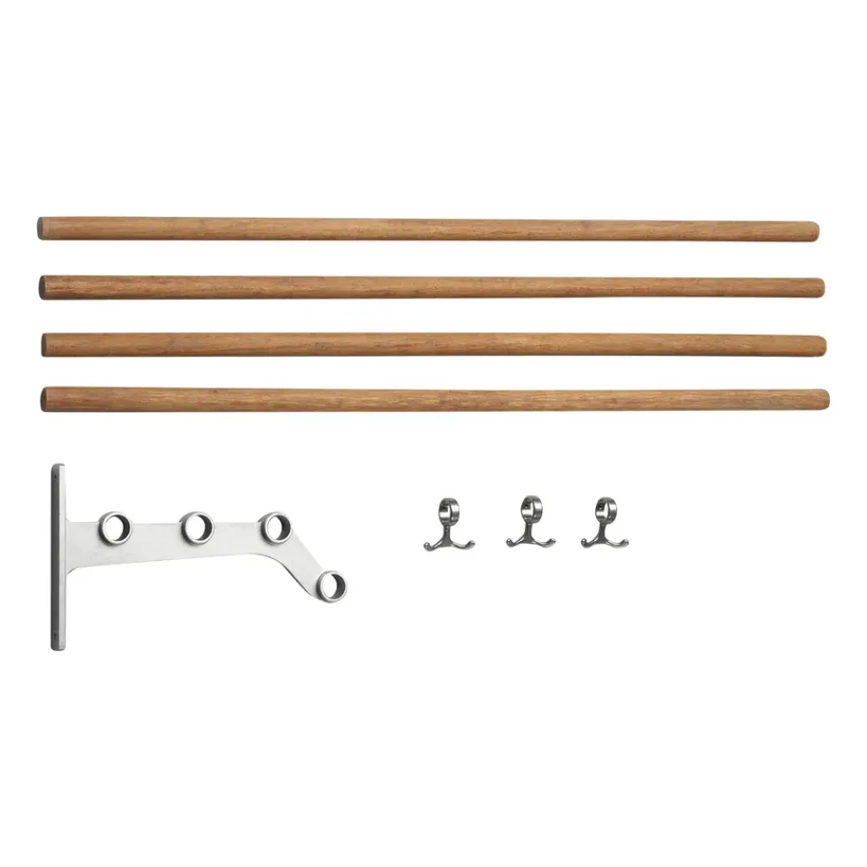 Essem Design Nostalgi 291 inbuilt hat rack 100 cm, Bamboo-aluminium BrownSilver-coloured