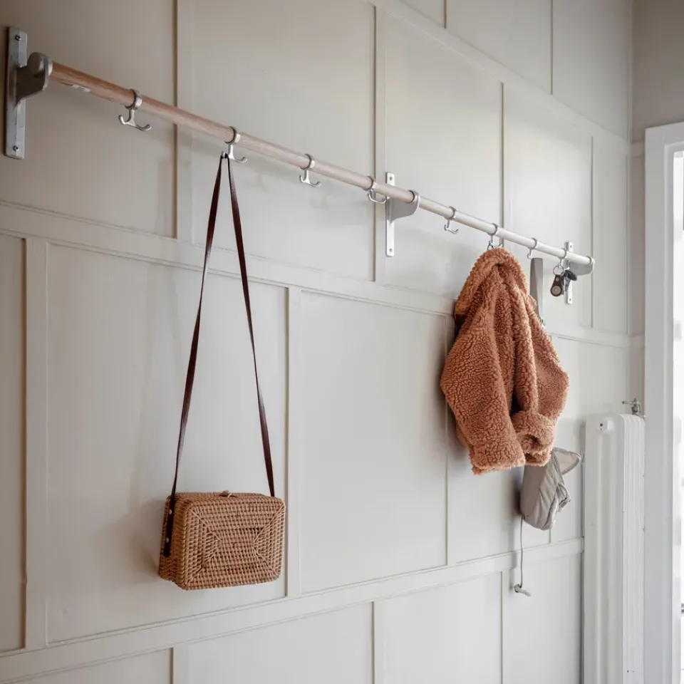 Essem Design Nostalgi hook 100 cm, oak, aluminum BrownSilver-coloured Sale