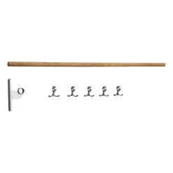 Essem Design Nostalgi inbuilt hook strip, Bamboo-aluminium BrownSilver-coloured
