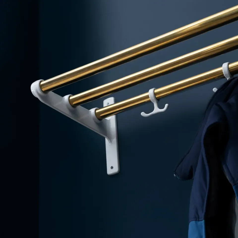 Essem Design Nostalgi Shoe or hat shelf, Aluminium, white stand Silver-coloured Discount