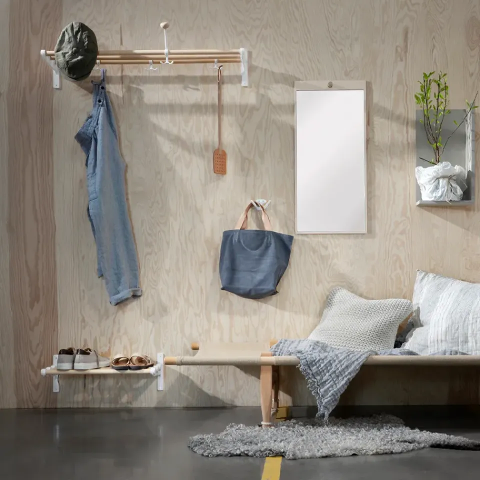 Essem Design Nostalgi Shoe or hat shelf, Aluminium, white stand Silver-coloured Discount