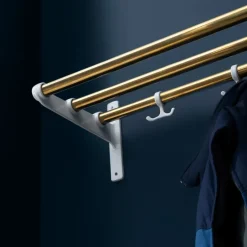 Essem Design Nostalgi Shoe or hat shelf, Copper, black stand Gold-colouredBlack Outlet