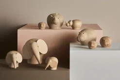 Woud Nunu wooden elephant, Mini Beige Best