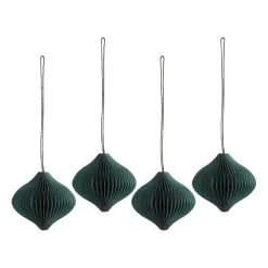 Scandi Living Onion baubles 4-pack, Forest Green Clearance