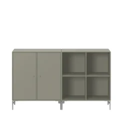 Montana Pair side table, Fennel 144, chrome legs Green