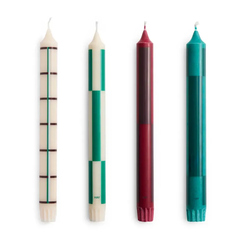 HAY Pattern candle mix 4-pack, Greens-bordeaux Multi Discount
