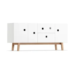 Zweed Peep M2 media bench, . retro. oak stand White