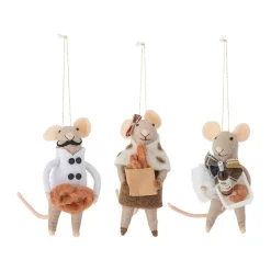 Bloomingville Peo Christmas tree decorations wool 3 pieces, Nature Beige Best