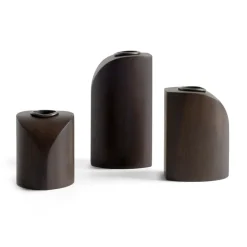 Ethnicraft PI candle holder 3 parts, Dark stained mahogany Brown Sale
