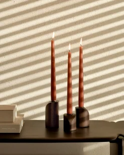 Ethnicraft PI candle holder 3 parts, Dark stained mahogany Brown Sale