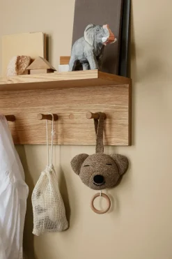 Ferm Living Place Rack hooks and shelf oak, Medium Brown Clearance