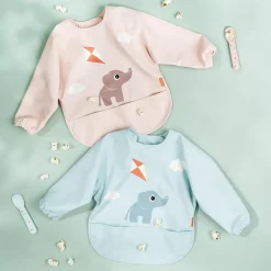 Done by deer Playground bib with sleeve, Blue Best