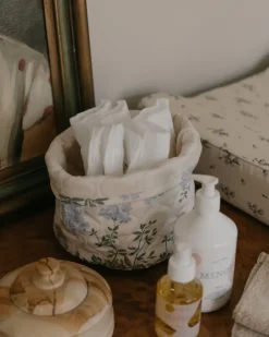 Garbo&Friends Plumbago Satin quilted basket 2 pieces, 20xØ20 cm + 30xØ30 cm Blue Online
