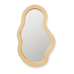 Ferm Living Pond mirror medium, Rattan BeigeSilver-coloured Sale