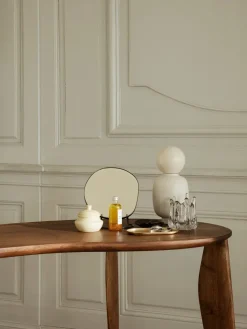 Ferm Living Pond table mirror, Dark chrome Silver-coloured New
