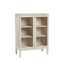 Stolab Prio cabinet high, Birch white oiled. glass door Beige Discount
