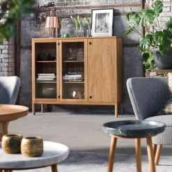 Stolab Prio tall bench, Oak natural oil. glass door Beige Online