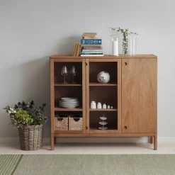 Stolab Prio tall bench, Oak natural oil. glass door Beige Online